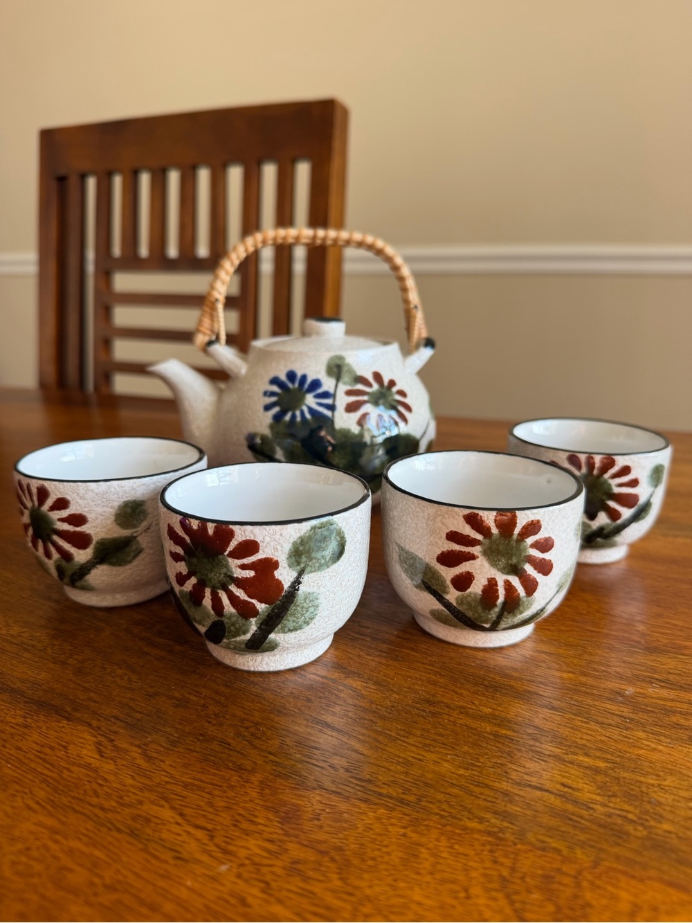 Hand-Painted Floral Ceramic Tea Set - Made in Japan